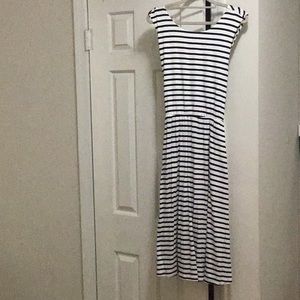 NWT LOFT Striped Sleeveless Midi Dress Size L